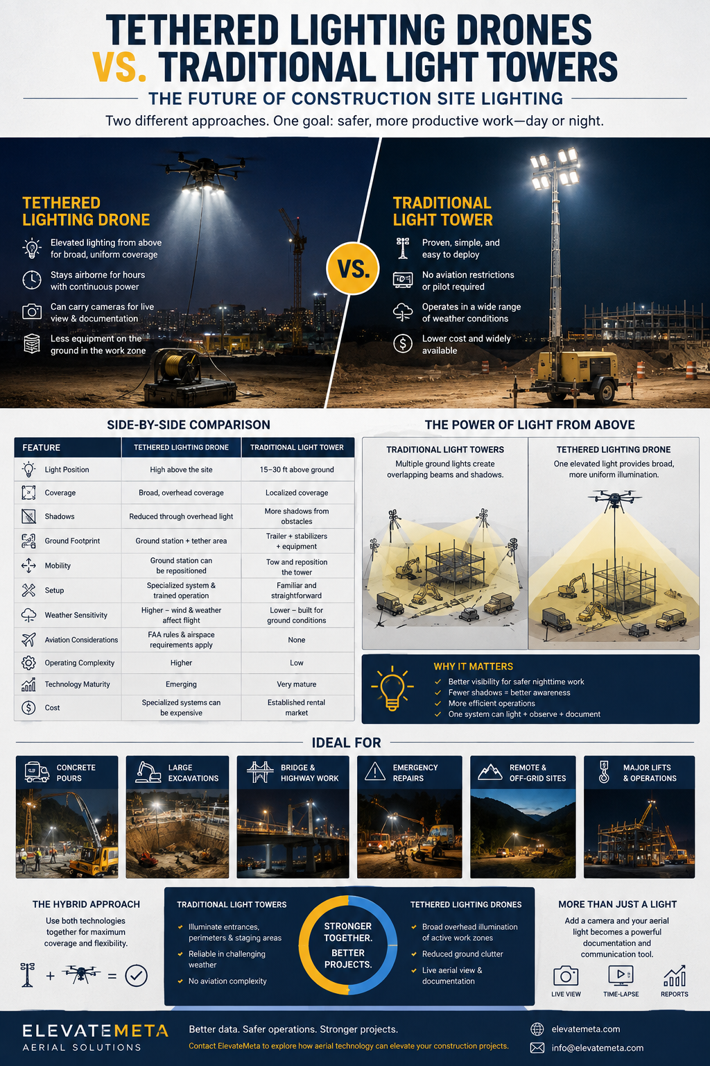 Tethered Lighting Drones vs. Traditional Light Towers: The Future of Construction Site Lighting