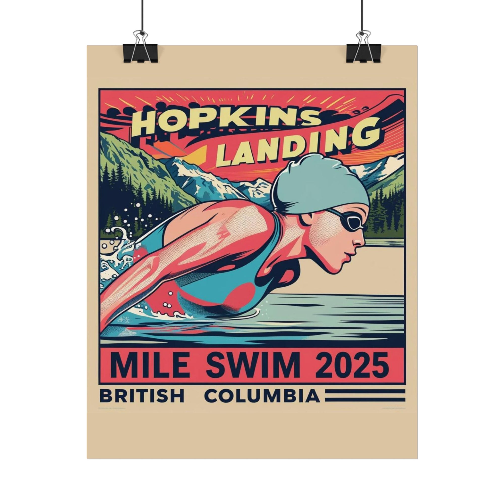 Sporty Rolled Poster, Swim Art Print, Fitness Decor, Competitive Swim Gift, Adventure Wall Art, Unique Sporting Events Decor