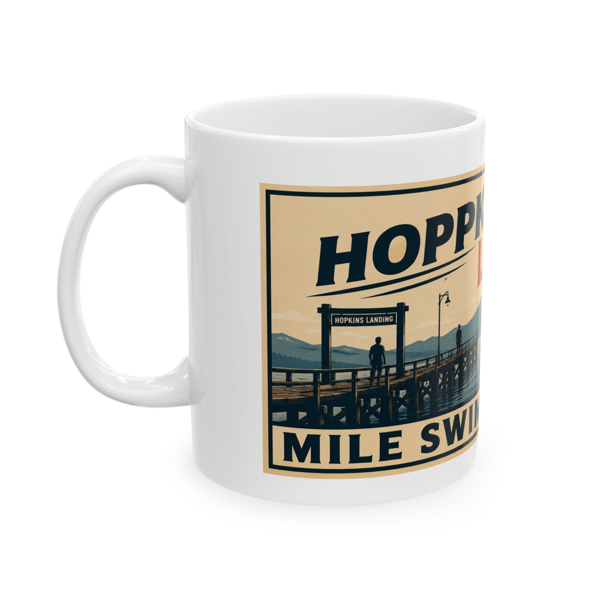 Hopkins Landing Sea Swim 2026 Ceramic Mug — Vintage Coastal Poster Design (11oz/15oz)
