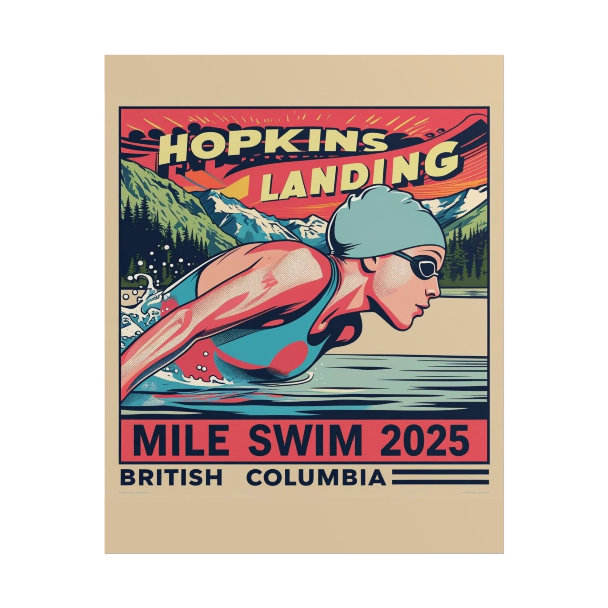 Sporty Rolled Poster, Swim Art Print, Fitness Decor, Competitive Swim Gift, Adventure Wall Art, Unique Sporting Events Decor