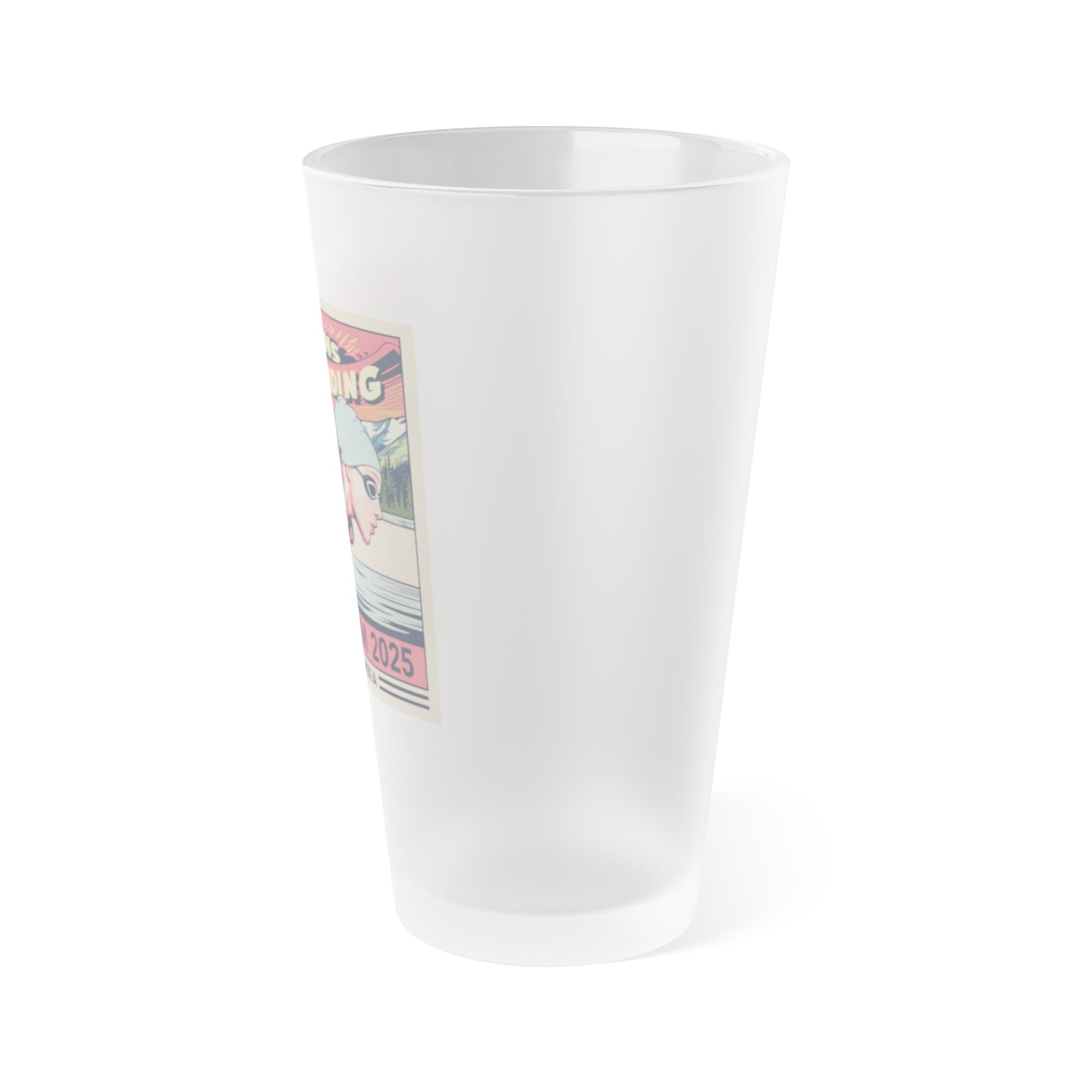 Frosted Pint Glass with Vintage Swim Art | 16oz Beer Glass for Beach Lovers, Gift for Swimmers, Summer Party Decor, Sports Fan Drinkware