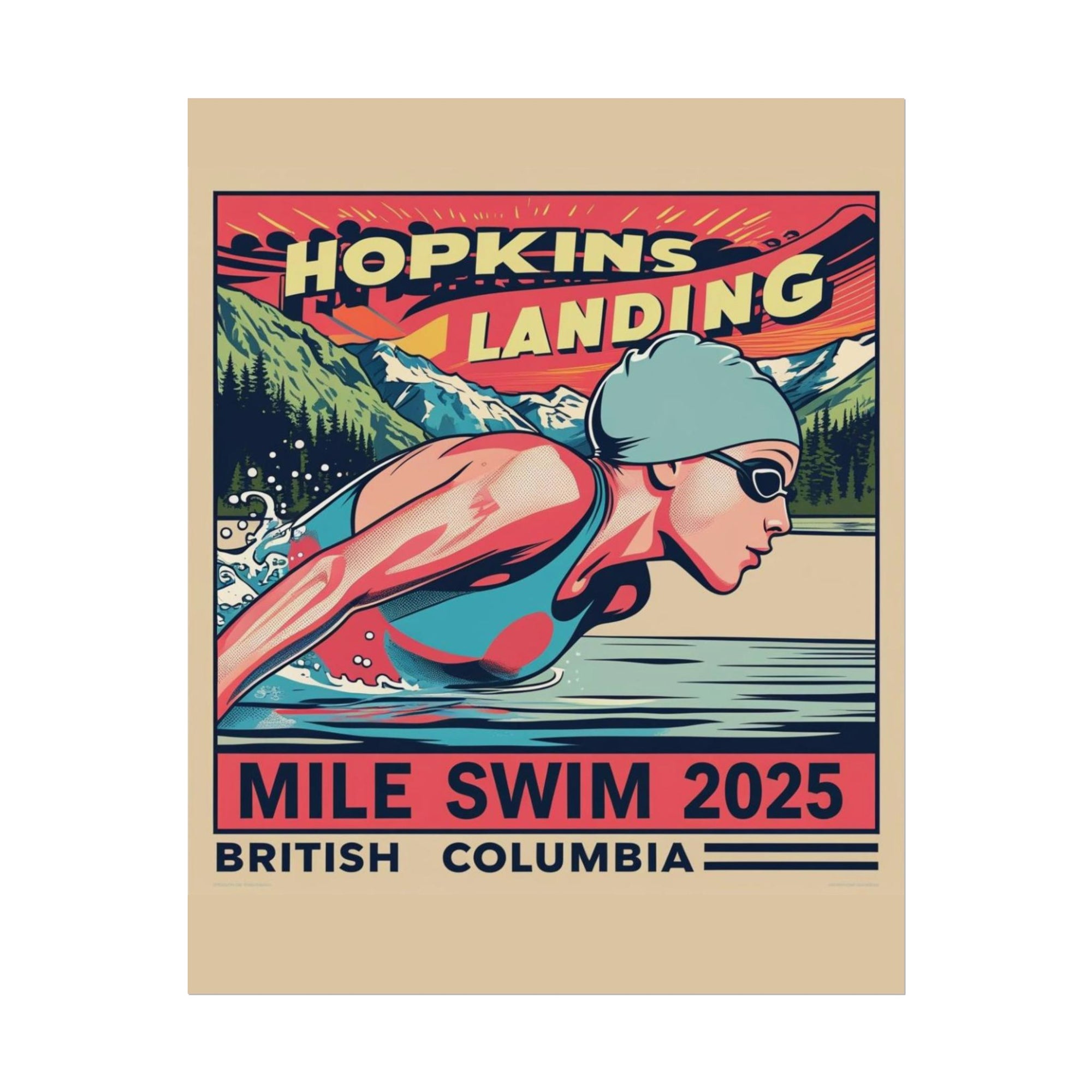 Sporty Rolled Poster, Swim Art Print, Fitness Decor, Competitive Swim Gift, Adventure Wall Art, Unique Sporting Events Decor