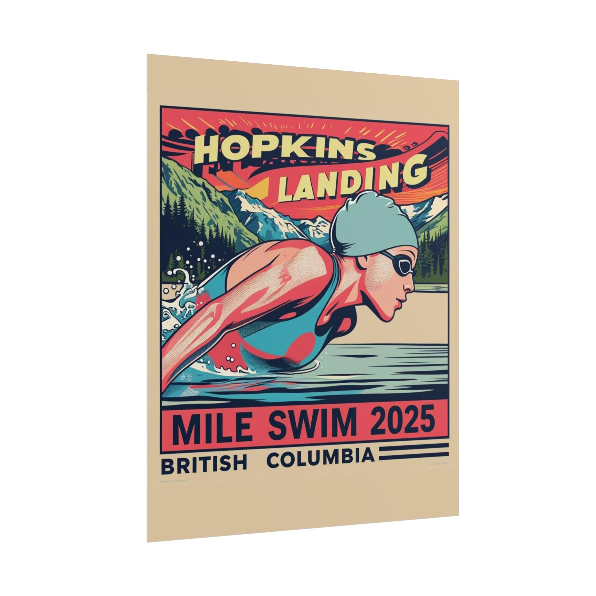 Sporty Rolled Poster, Swim Art Print, Fitness Decor, Competitive Swim Gift, Adventure Wall Art, Unique Sporting Events Decor