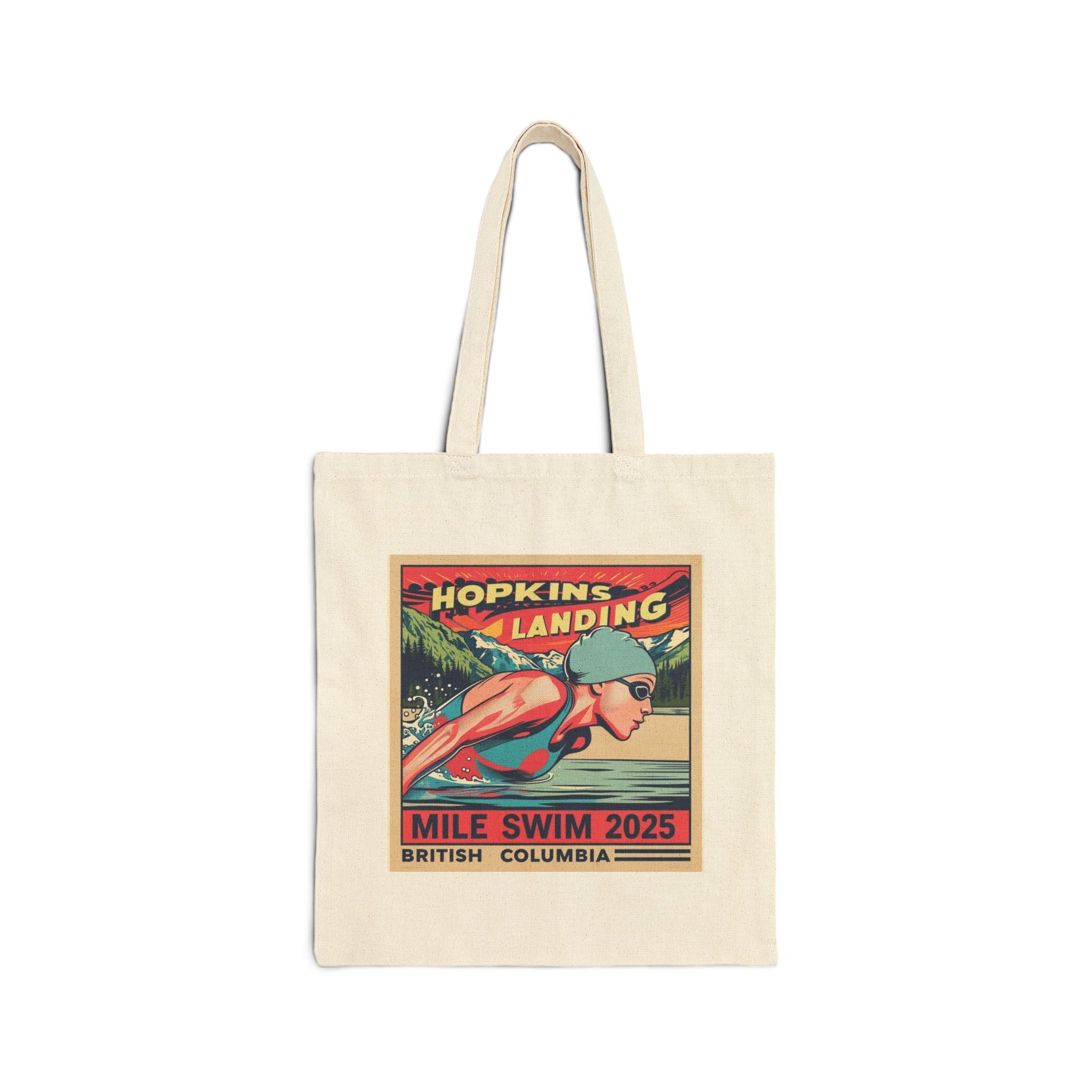 Vintage-Style Cotton Canvas Tote Bag for Swim Lovers | Eco-Friendly Shopping Bag | Beach Day, Gift for Swimmers, Hopkins Landing