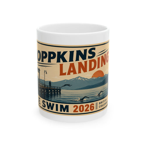 Hopkins Landing Sea Swim 2026 Ceramic Mug — Vintage Coastal Poster Design (11oz/15oz)