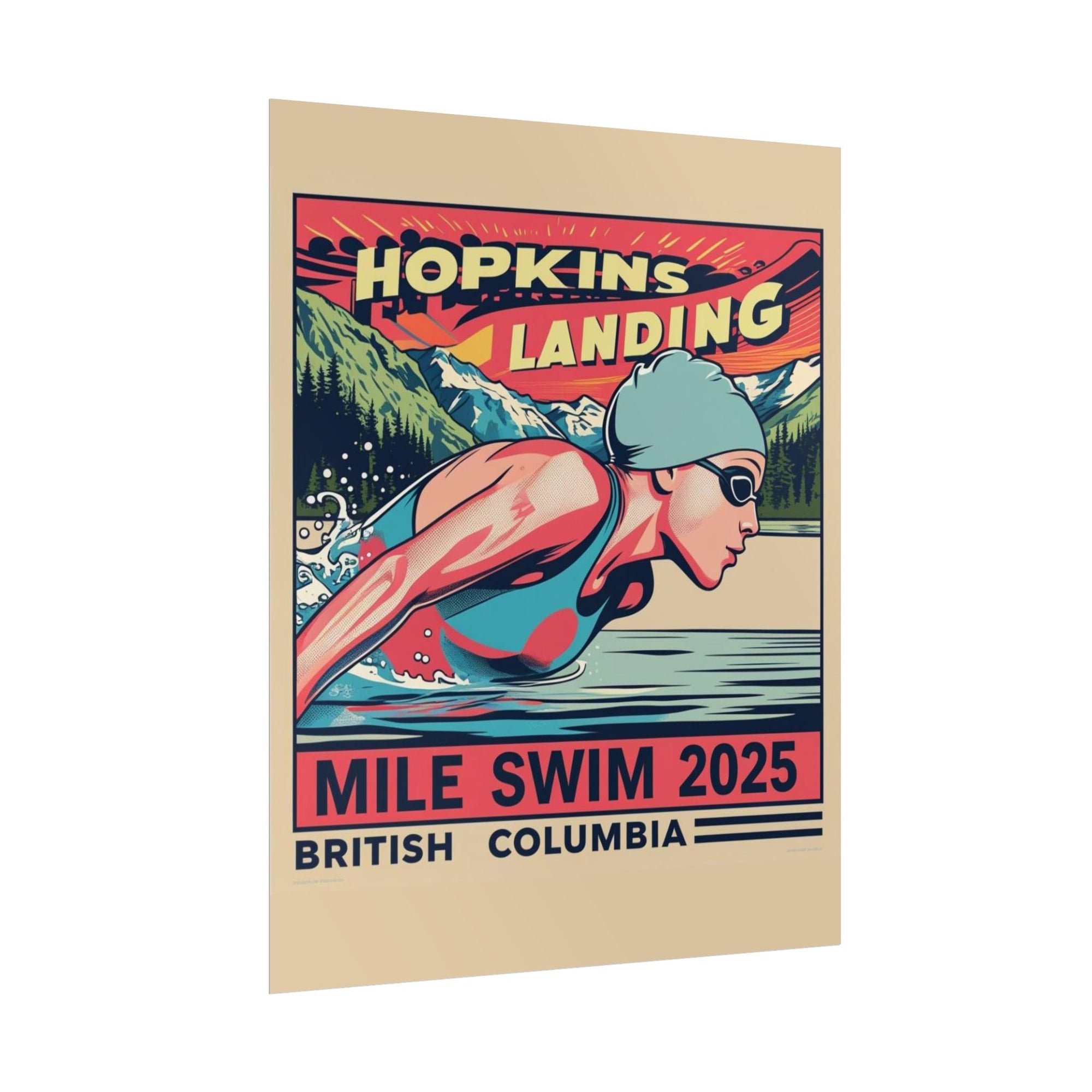 Sporty Rolled Poster, Swim Art Print, Fitness Decor, Competitive Swim Gift, Adventure Wall Art, Unique Sporting Events Decor