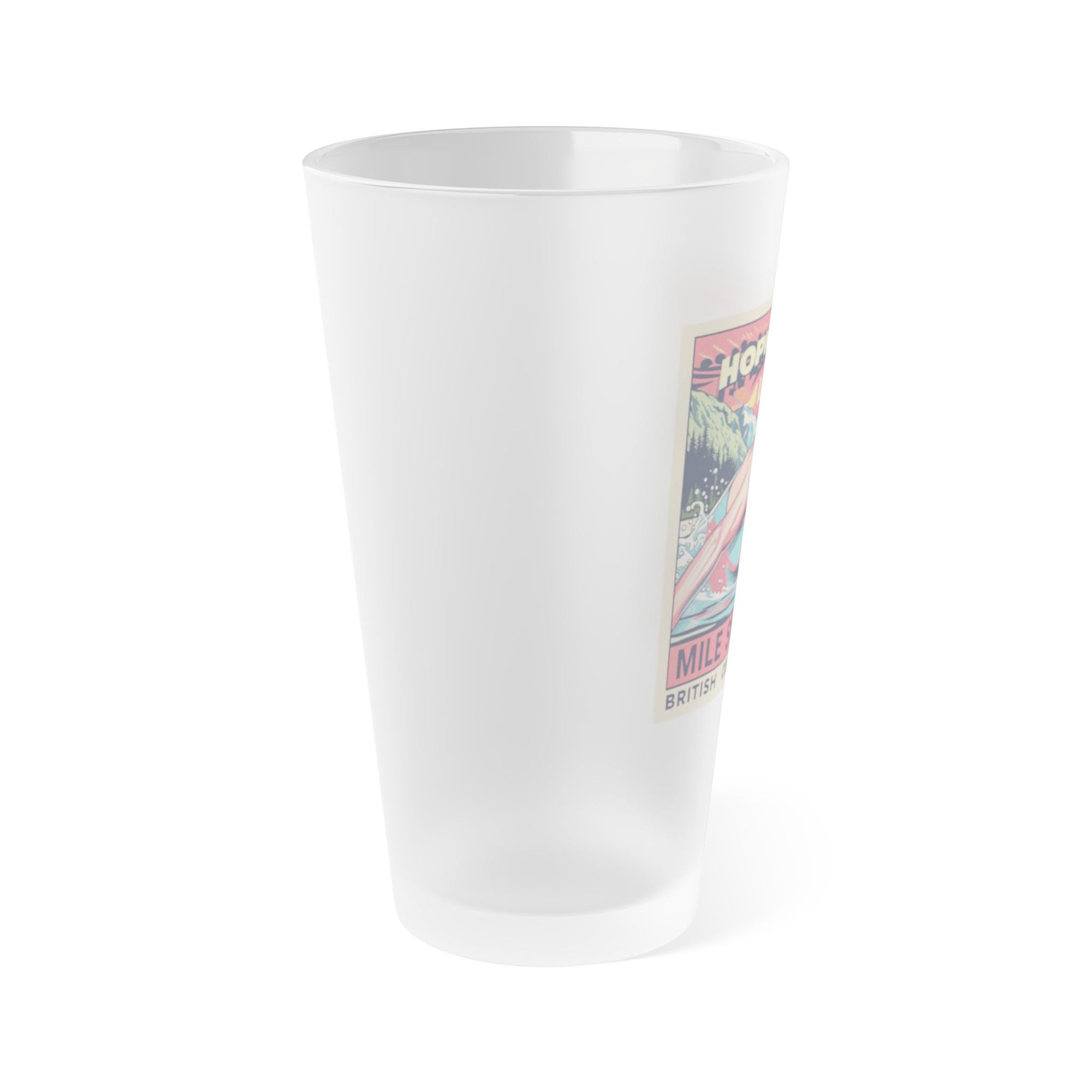 Frosted Pint Glass with Vintage Swim Art | 16oz Beer Glass for Beach Lovers, Gift for Swimmers, Summer Party Decor, Sports Fan Drinkware